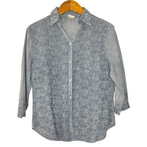 Sacred Threads button‎ front embroidered top Small gray